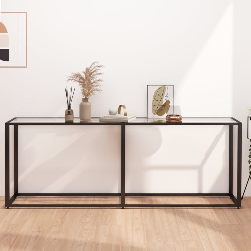 vidaXL Console Table Transparent 200x35x75.5 cm Tempered Glass