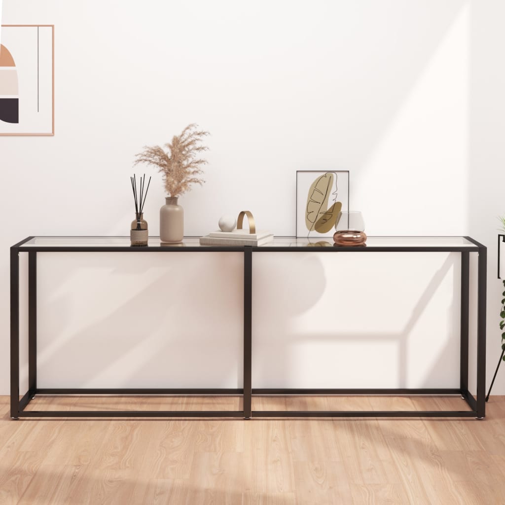 vidaXL Console Table Transparent 200x35x75.5 cm Tempered Glass