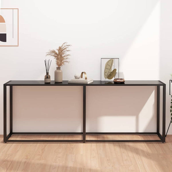 vidaXL Console Table Black 200x35x75.5 cm Tempered Glass