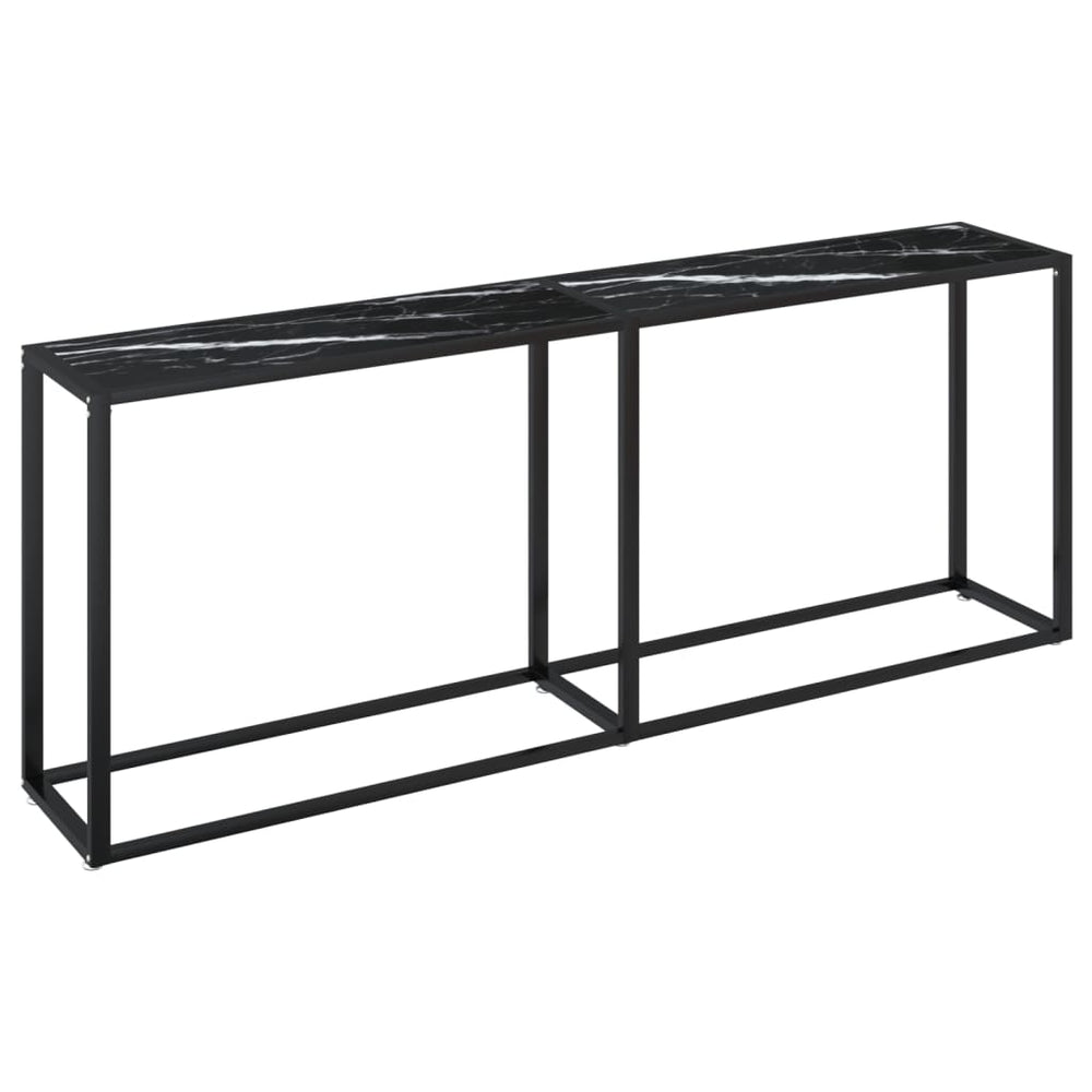 vidaXL Console Table Black Marble-Look 200x35x75.5 cm Tempered Glass