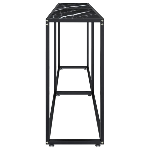 vidaXL Console Table Black Marble-Look 200x35x75.5 cm Tempered Glass