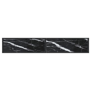 vidaXL Console Table Black Marble-Look 200x35x75.5 cm Tempered Glass