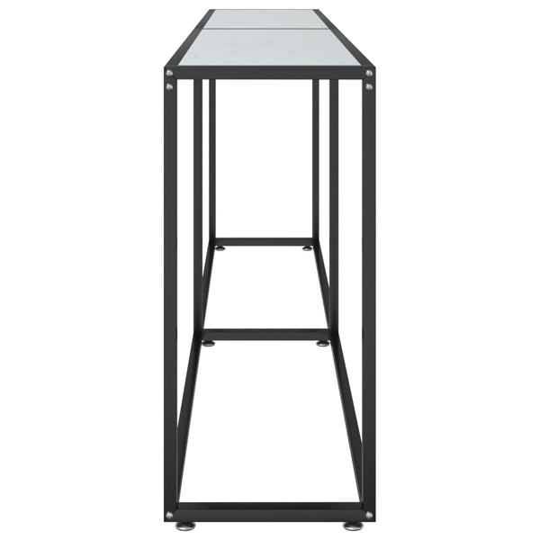 vidaXL Console Table White Marble-Look 220x35x75.5 cm Tempered Glass