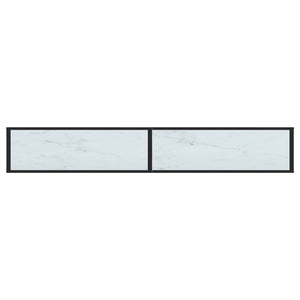 vidaXL Console Table White Marble-Look 220x35x75.5 cm Tempered Glass
