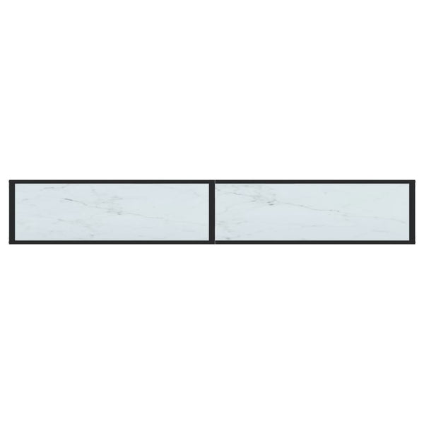 vidaXL Console Table White Marble-Look 220x35x75.5 cm Tempered Glass