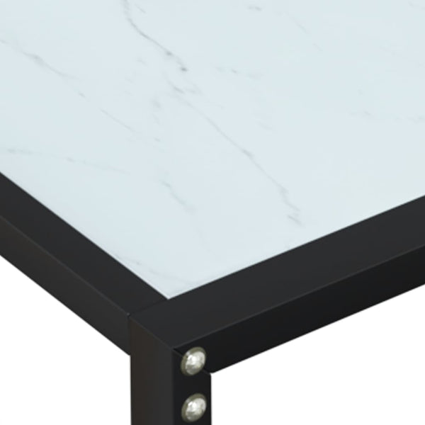vidaXL Console Table White Marble-Look 220x35x75.5 cm Tempered Glass