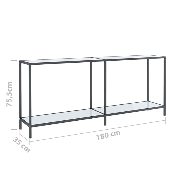 vidaXL Console Table White 180x35x75.5 cm Tempered Glass