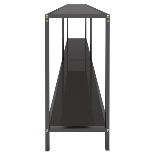 vidaXL Console Table Black 220x35x75.5 cm Tempered Glass
