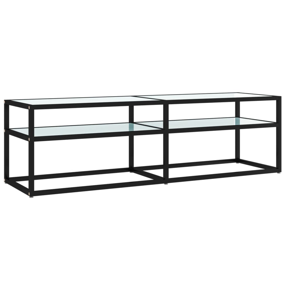 vidaXL TV Cabinet White Marble Look 140x40x40.5 cm Tempered Glass