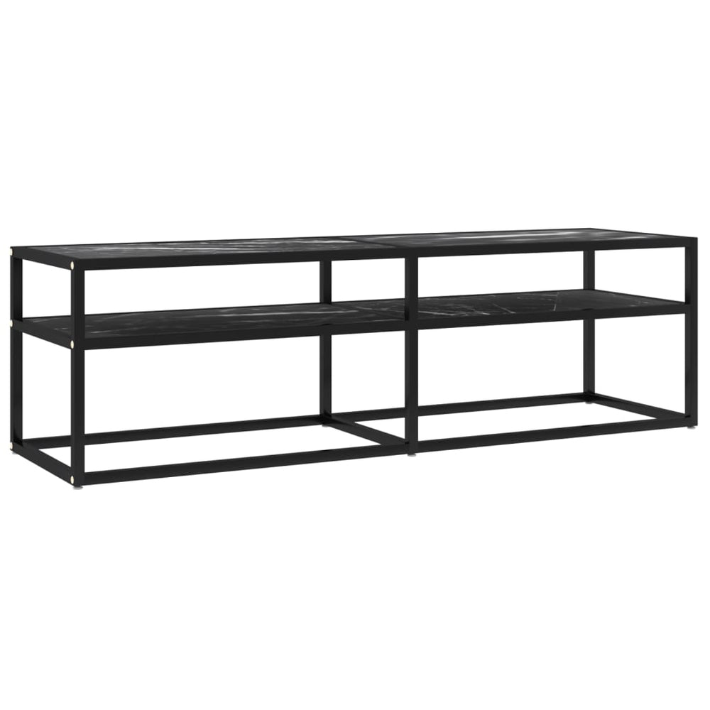 vidaXL TV Cabinet Black Marble Look 140x40x40.5 cm Tempered Glass