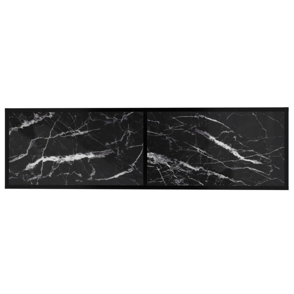 vidaXL TV Cabinet Black Marble Look 140x40x40.5 cm Tempered Glass