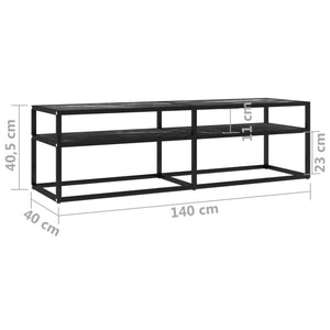 vidaXL TV Cabinet Black Marble Look 140x40x40.5 cm Tempered Glass
