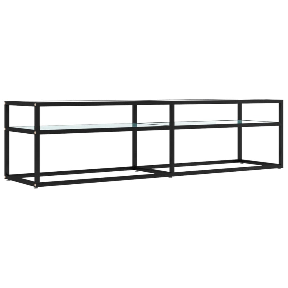 vidaXL TV Cabinet White Marble Effect 160x40x40.5 cm Tempered Glass