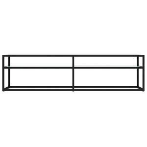 vidaXL TV Cabinet White Marble Effect 160x40x40.5 cm Tempered Glass