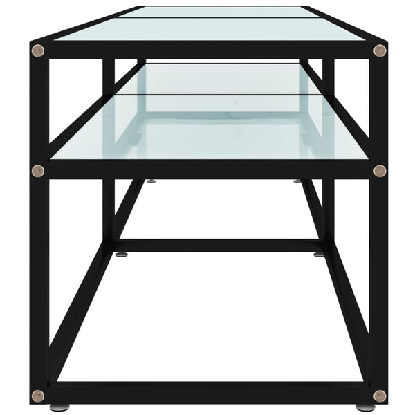 vidaXL TV Cabinet White Marble Effect 160x40x40.5 cm Tempered Glass