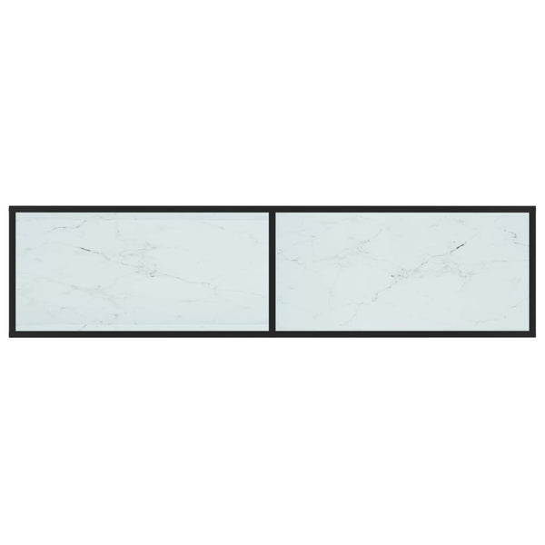 vidaXL TV Cabinet White Marble Effect 160x40x40.5 cm Tempered Glass