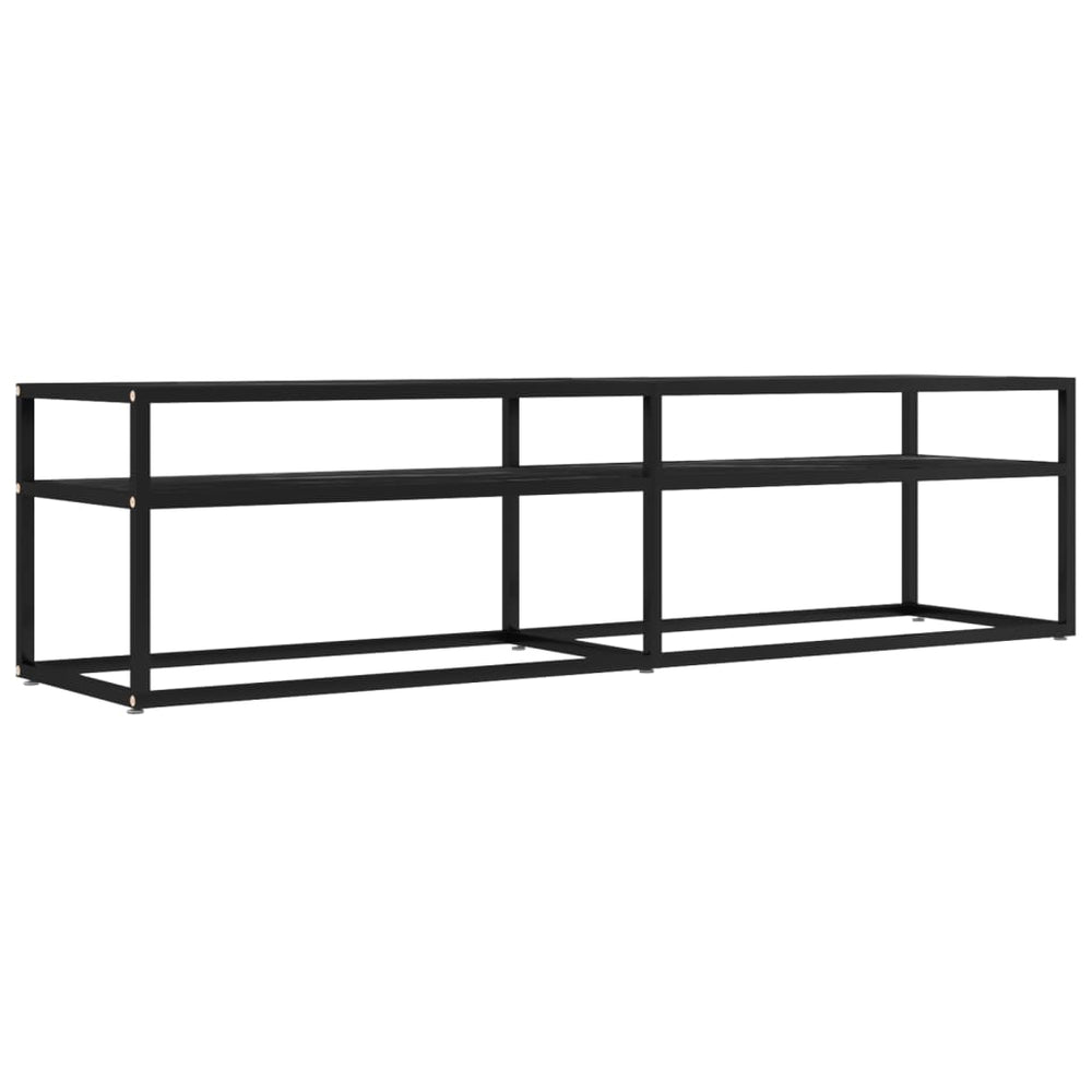 vidaXL TV Cabinet Black Marble Look 160x40x40.5 cm Tempered Glass