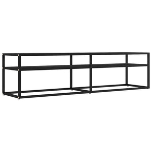 vidaXL TV Cabinet Black Marble Look 160x40x40.5 cm Tempered Glass