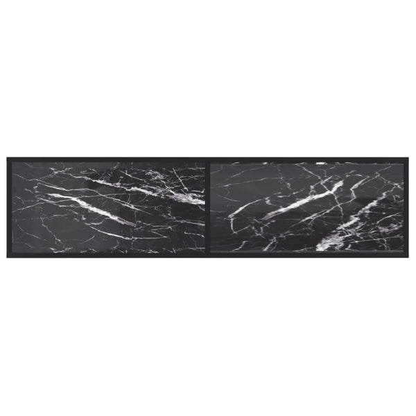 vidaXL TV Cabinet Black Marble Look 160x40x40.5 cm Tempered Glass