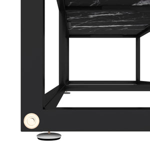 vidaXL TV Cabinet Black Marble Look 160x40x40.5 cm Tempered Glass