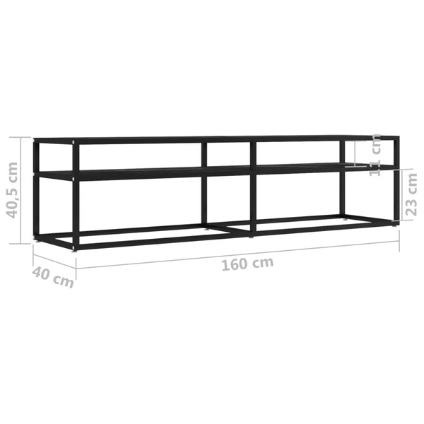 vidaXL TV Cabinet Black Marble Look 160x40x40.5 cm Tempered Glass