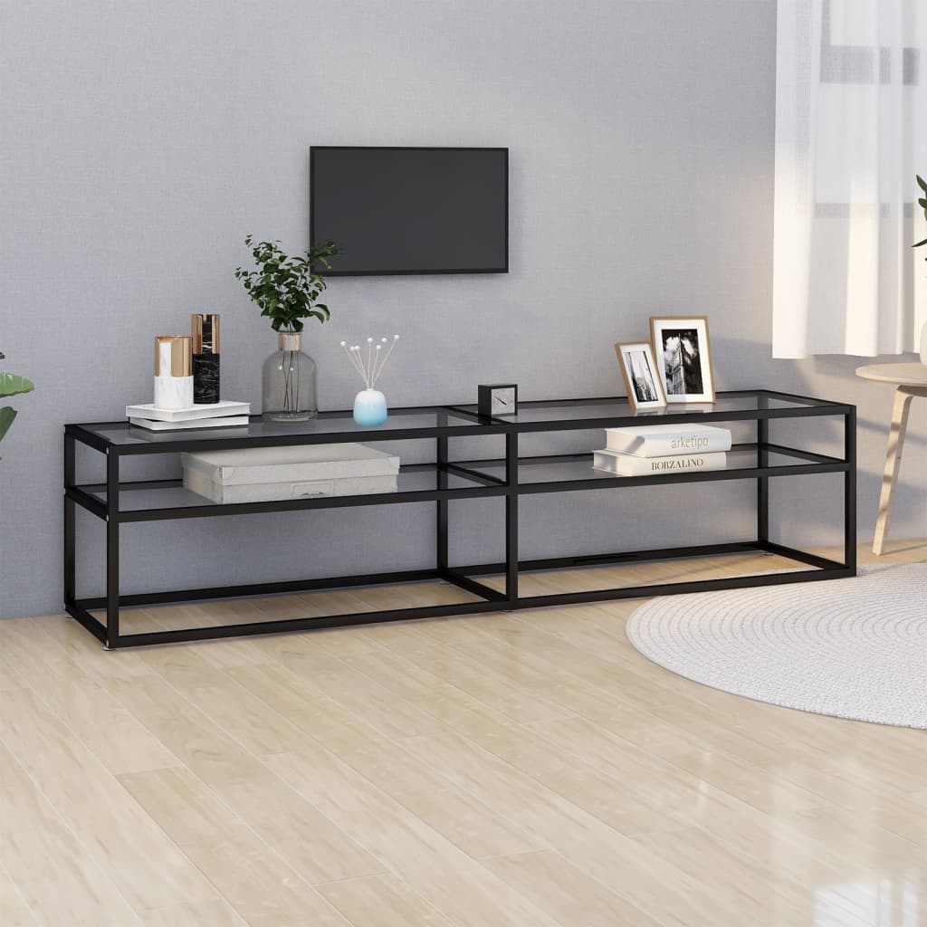 vidaXL TV Cabinet Transparent 180x40x40.5 cm Tempered Glass