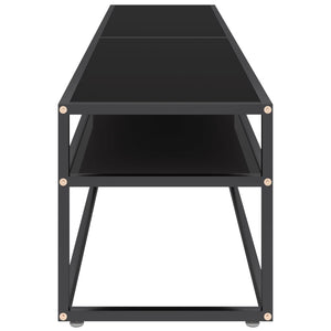 vidaXL TV Cabinet Black 180x40x40.5 cm Tempered Glass