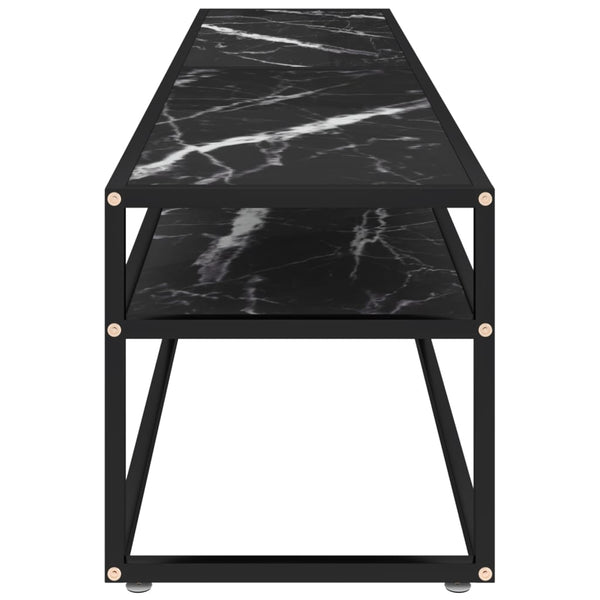vidaXL TV Cabinet Black Marble Look 180x40x40.5 cm Tempered Glass