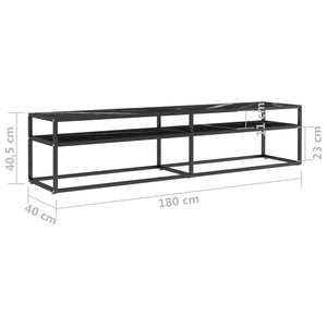vidaXL TV Cabinet Black Marble Look 180x40x40.5 cm Tempered Glass