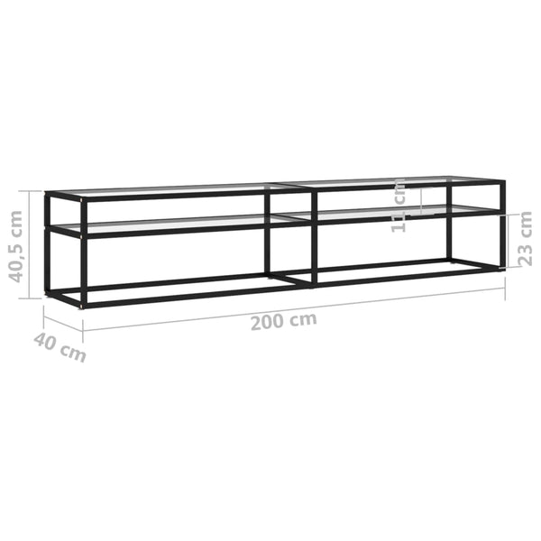 vidaXL TV Cabinet Transparent 200x40x40.5 cm Tempered Glass