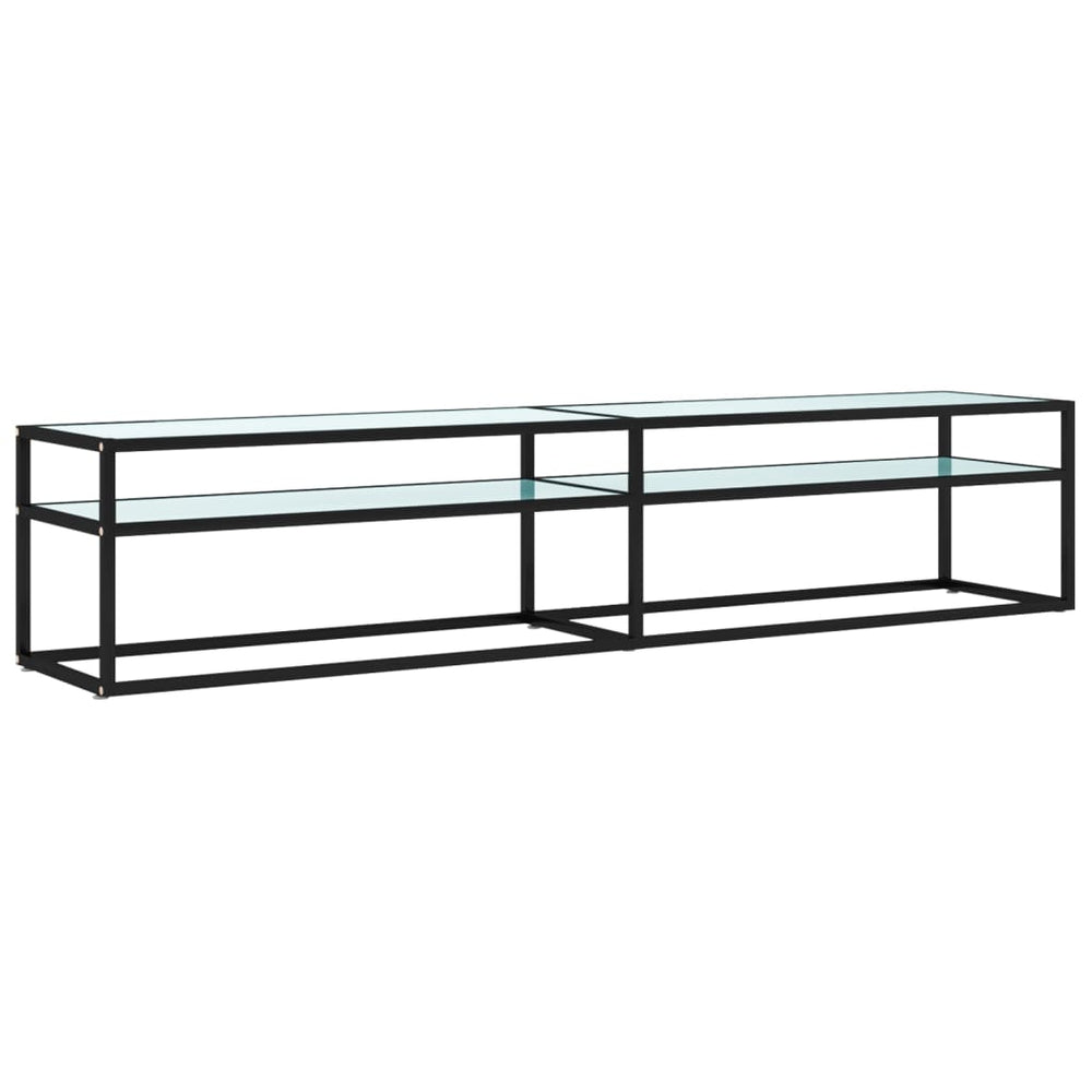 vidaXL TV Cabinet White Marble Effect 200x40x40.5 cm Tempered Glass