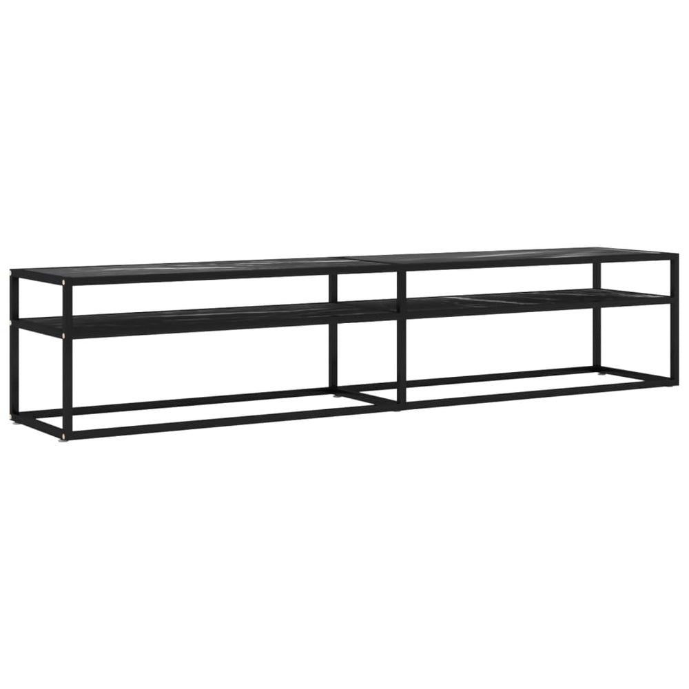 TV-Schrank Schwarz Marmor-Optik 200 cm
