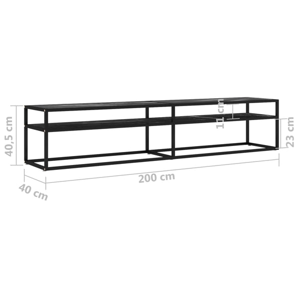 TV-Schrank Schwarz Marmor-Optik 200 cm