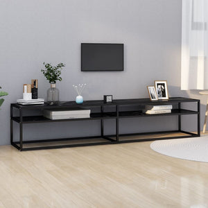 TV-Schrank Schwarz Marmor-Optik 200 cm