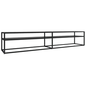 Schwarzer TV-Schrank mit Hartglas, 220 cm