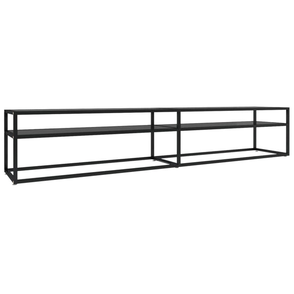Schwarzer TV-Schrank mit Hartglas, 220 cm
