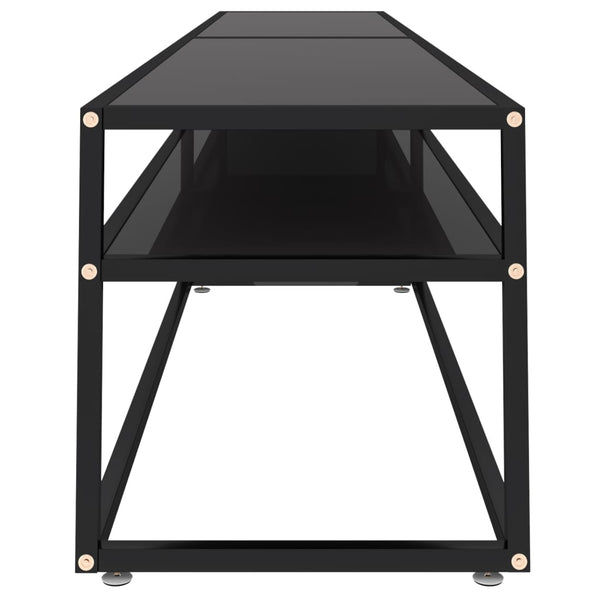 Schwarzer TV-Schrank mit Hartglas, 220 cm