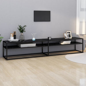 TV-Schrank Schwarz Marmor-Optik 220 cm