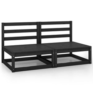 vidaXL 2-Seater Garden Sofa Black Solid Pine Wood