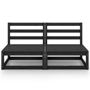 vidaXL 2-Seater Garden Sofa Black Solid Pine Wood
