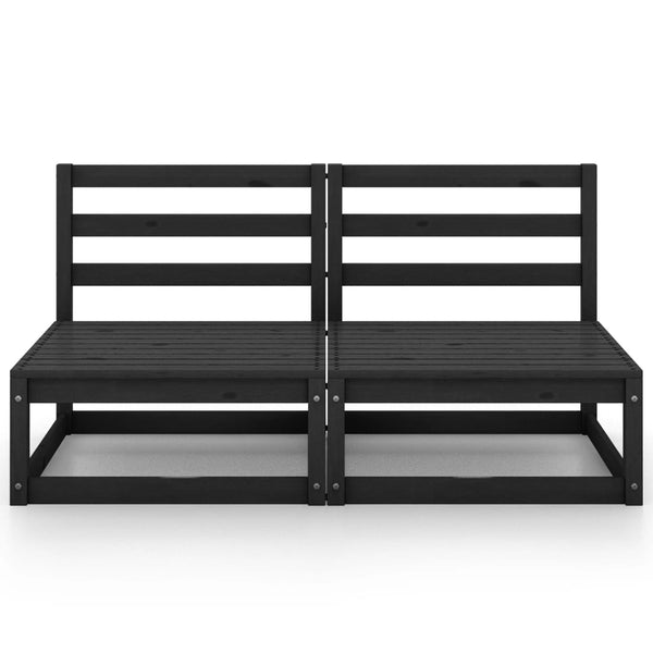 vidaXL 2-Seater Garden Sofa Black Solid Pine Wood