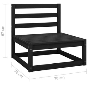 vidaXL 2-Seater Garden Sofa Black Solid Pine Wood