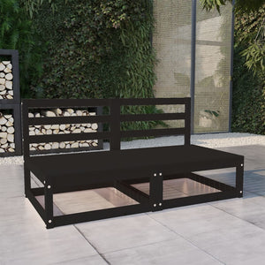 vidaXL 2-Seater Garden Sofa Black Solid Pine Wood