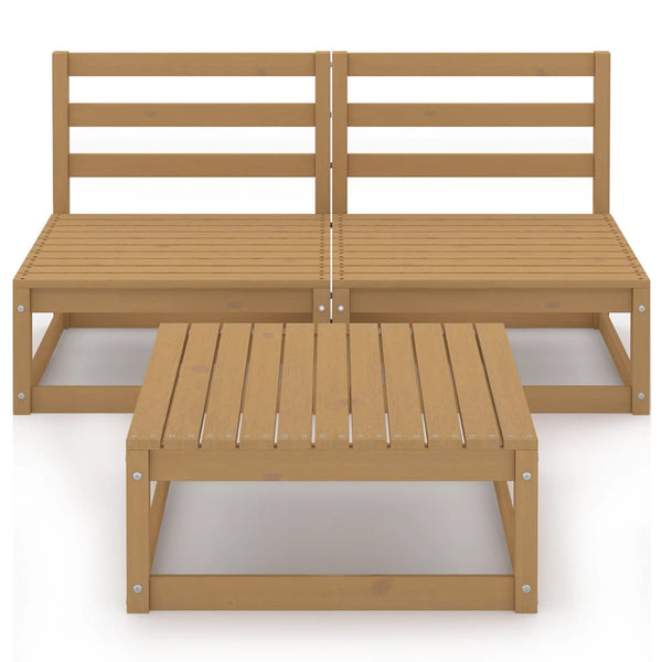 vidaXL 3-Piece Garden Lounge Set Honey Brown Solid Pine Wood
