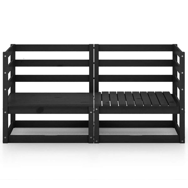vidaXL 2-Seater Garden Sofa Black Solid Pine Wood