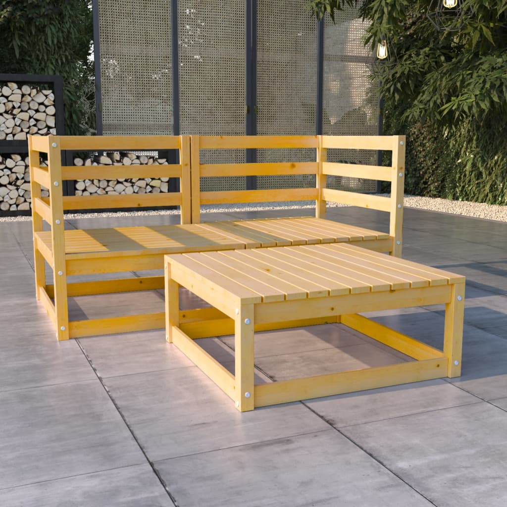 vidaXL 3-Piece Garden Lounge Set Solid Pine Wood