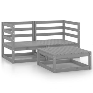 vidaXL 3-Piece Garden Lounge Set Grey Solid Pine Wood