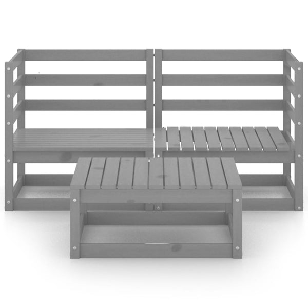 vidaXL 3-Piece Garden Lounge Set Grey Solid Pine Wood