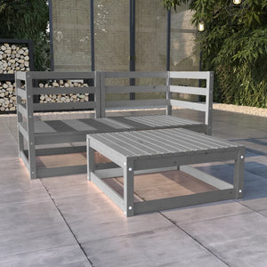 vidaXL 3-Piece Garden Lounge Set Grey Solid Pine Wood