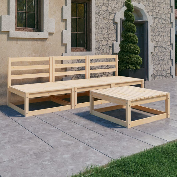 vidaXL 4-piece Solid Pine Garden Lounge Set